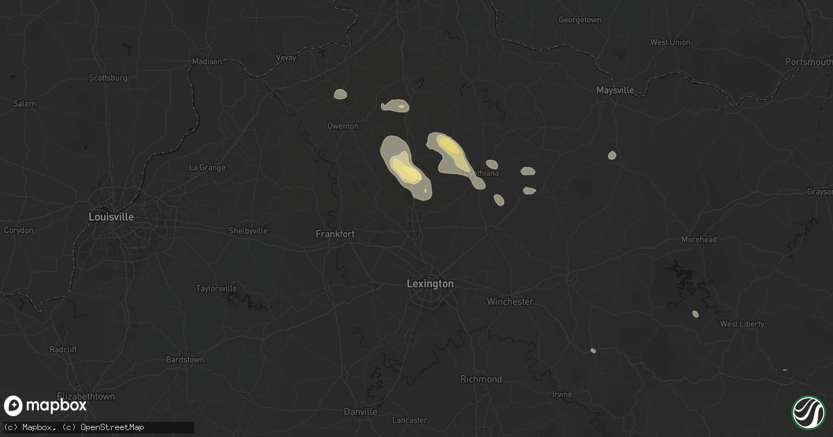 Hail map in Georgetown, KY on August 15, 2026
