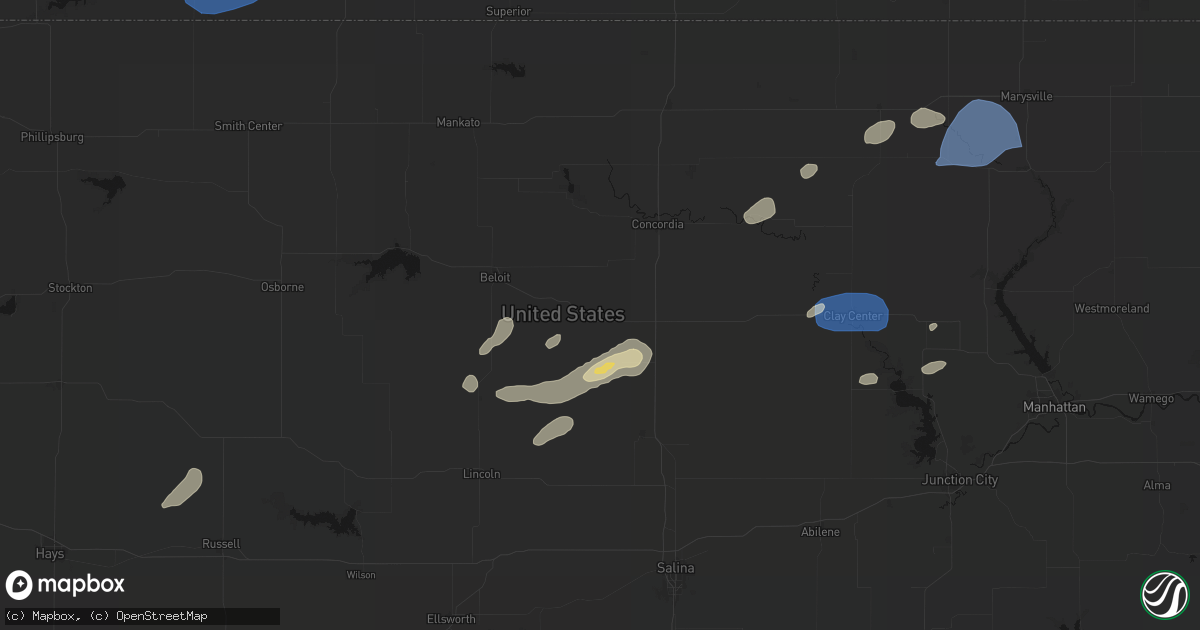 Hail map in Glasco, KS on August 15, 2026