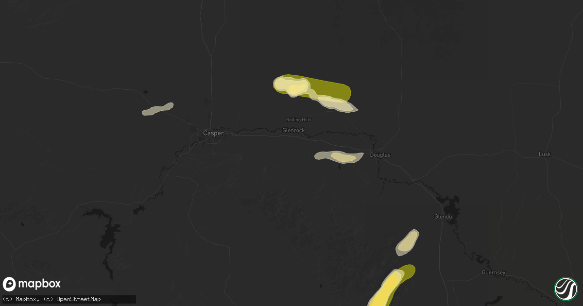 Hail map in Glenrock, WY on August 15, 2026
