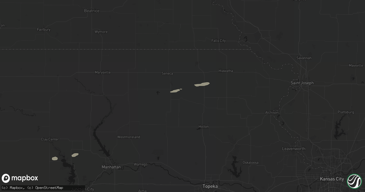 Hail map in Goff, KS on August 15, 2026