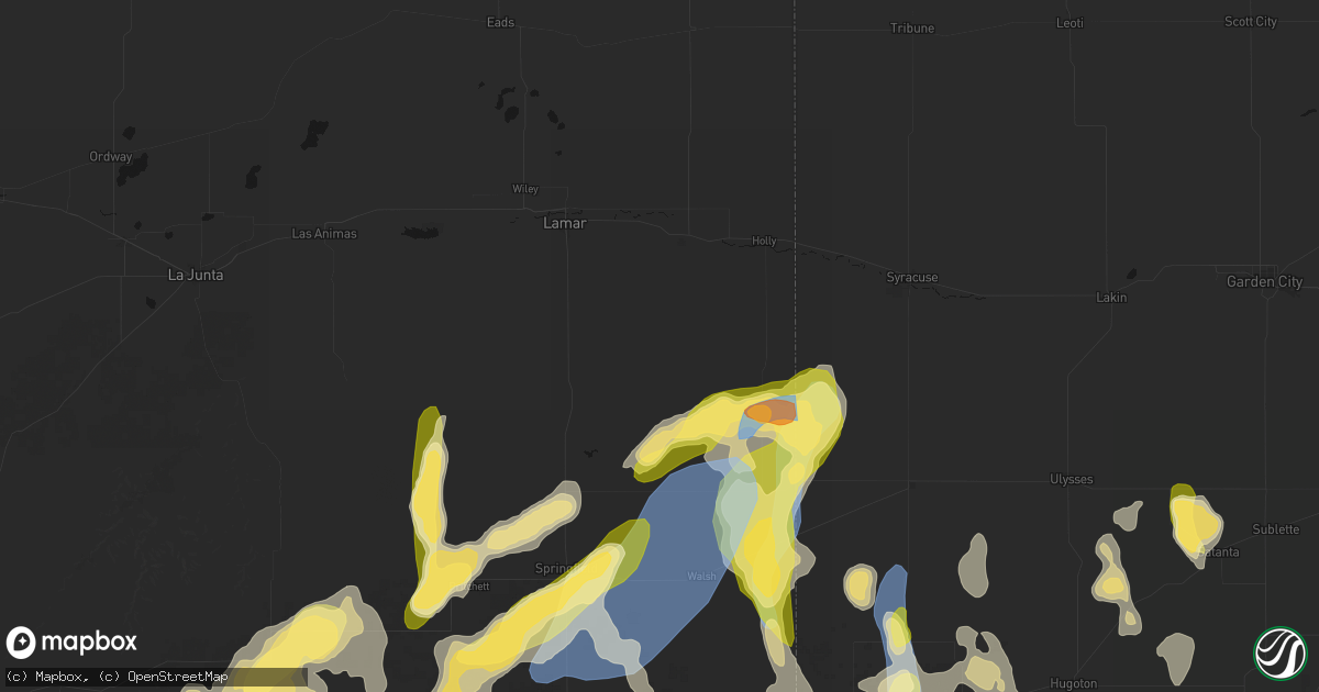 Hail map in Granada, CO on August 15, 2026