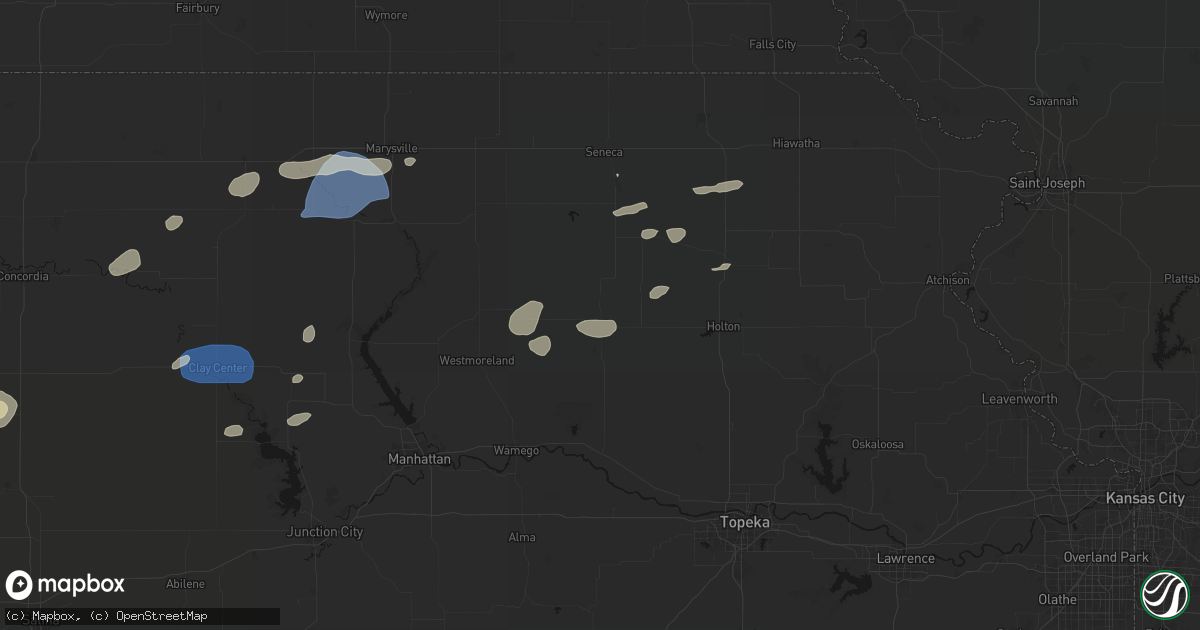 Hail map in Havensville, KS on August 15, 2026