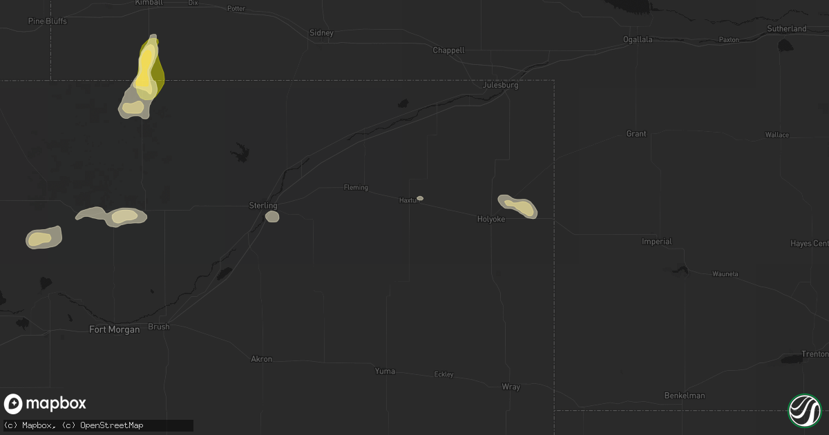 Hail map in Haxtun, CO on August 15, 2026