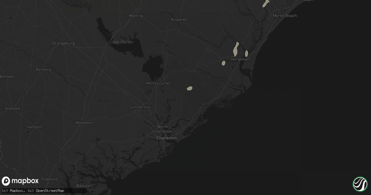 Hail map in Huger, SC on August 15, 2026
