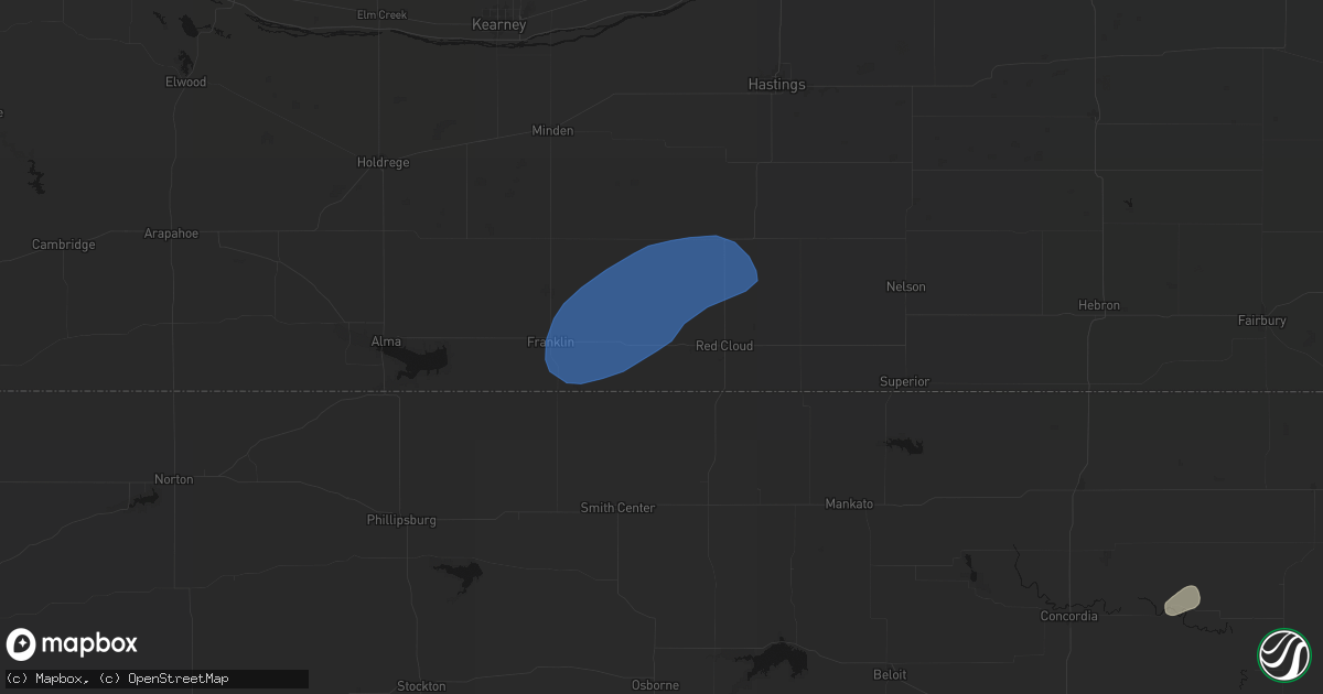 Hail map in Inavale, NE on August 15, 2026