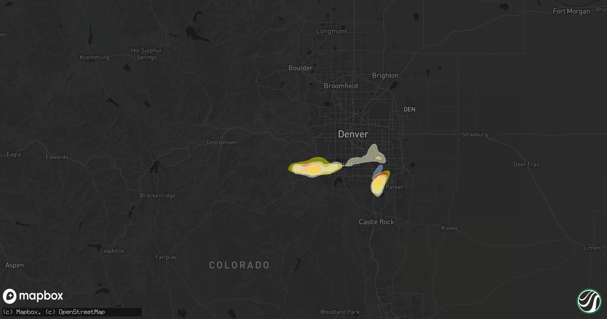 Hail map in Indian Hills, CO on August 15, 2026