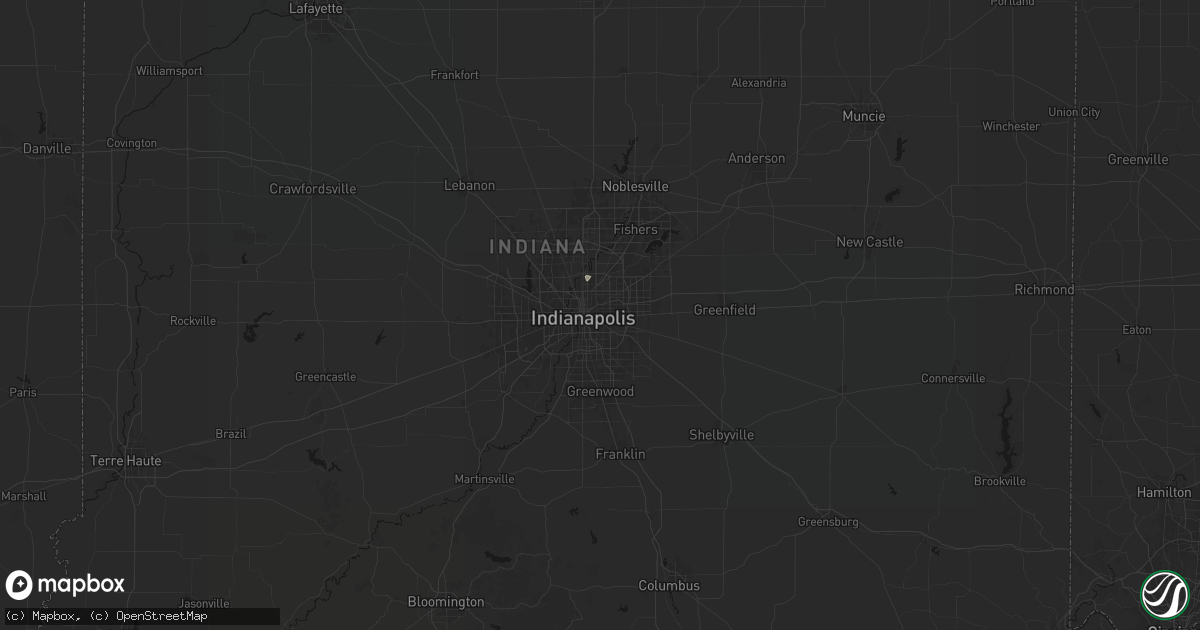 Hail map in Indianapolis, IN on August 15, 2026