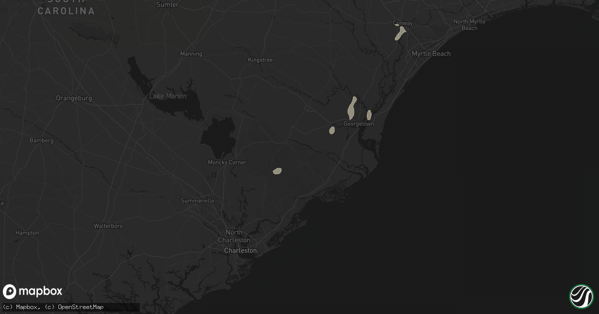 Hail map in Jamestown, SC on August 15, 2026