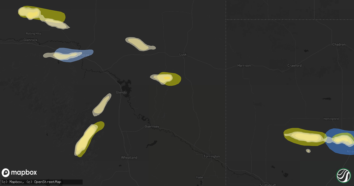 Hail map in Jay Em, WY on August 15, 2026