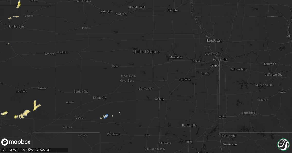 Hail map in Kansas on August 15, 2026