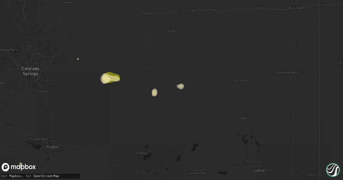 Hail map in Karval, CO on August 15, 2026