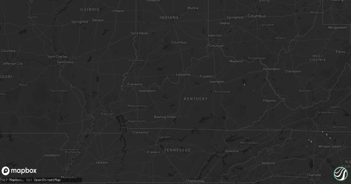 Hail map in Kentucky on August 15, 2026
