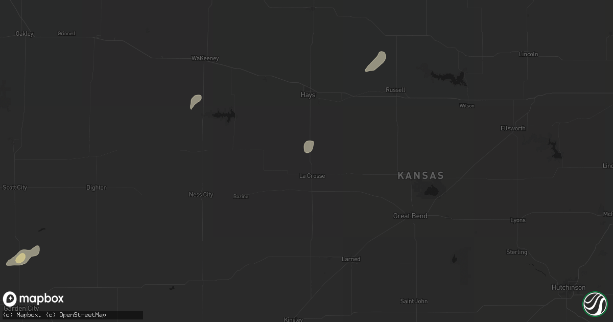 Hail map in La Crosse, KS on August 15, 2026