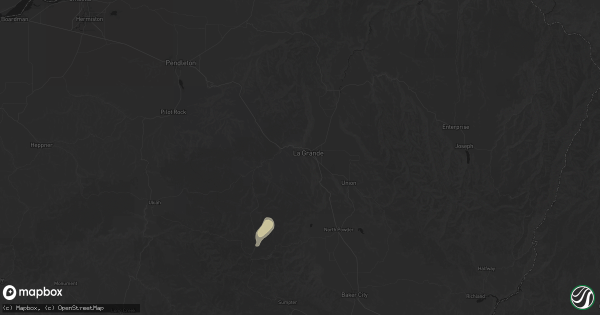 Hail map in La Grande, OR on August 15, 2026