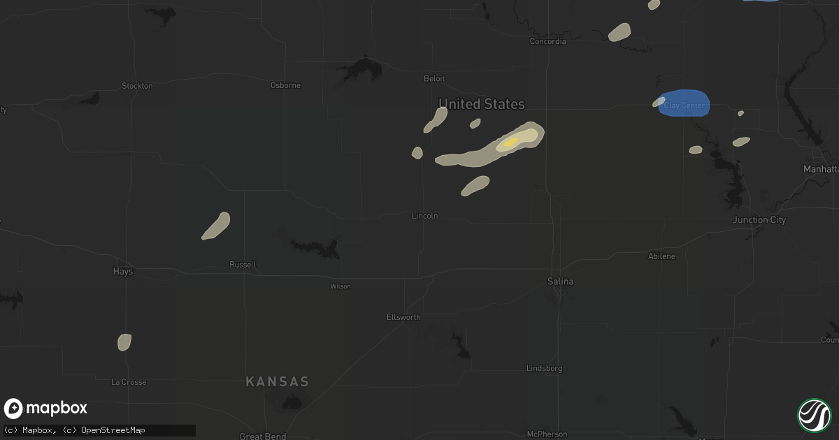 Hail map in Lincoln, KS on August 15, 2026