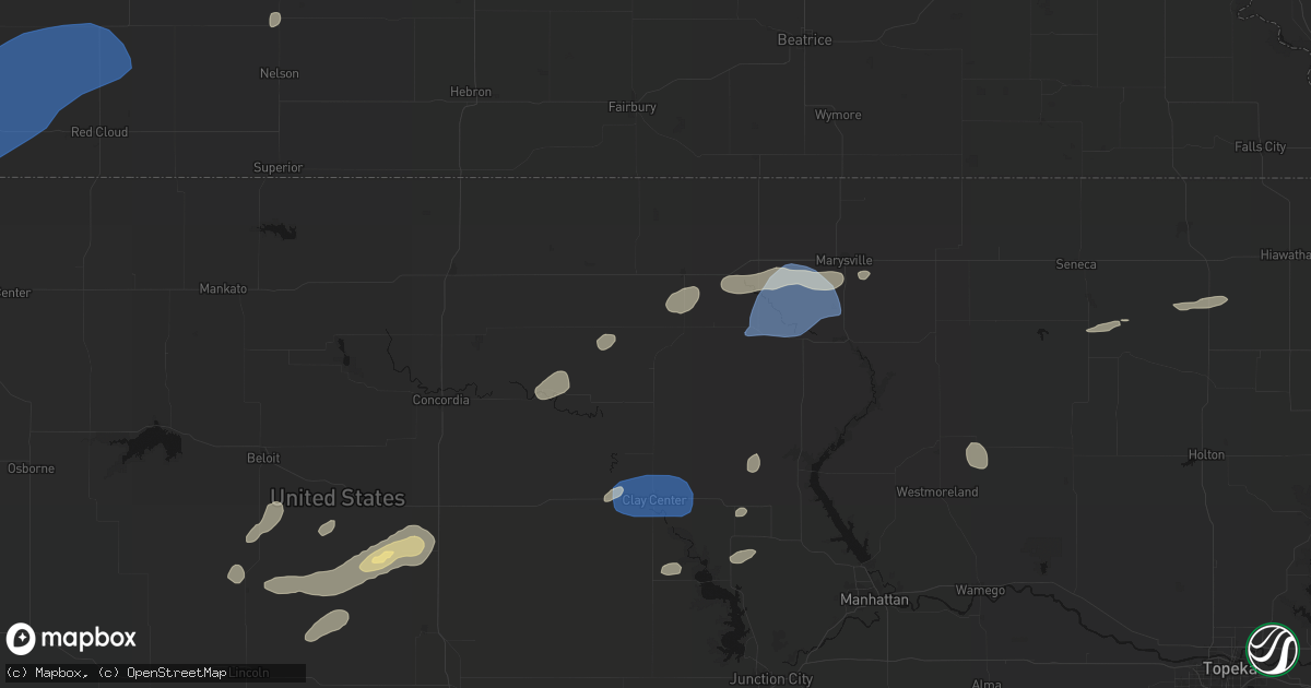 Hail map in Linn, KS on August 15, 2026
