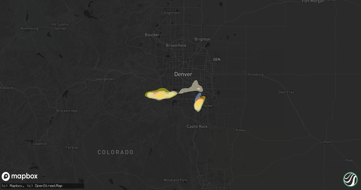 Hail map in Littleton, CO on August 15, 2026