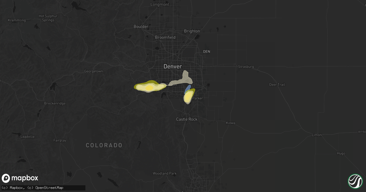 Hail map in Lone Tree, CO on August 15, 2026