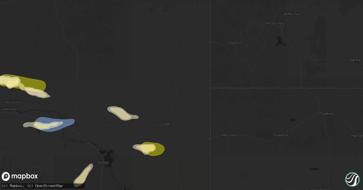 Hail map in Lusk, WY on August 15, 2026