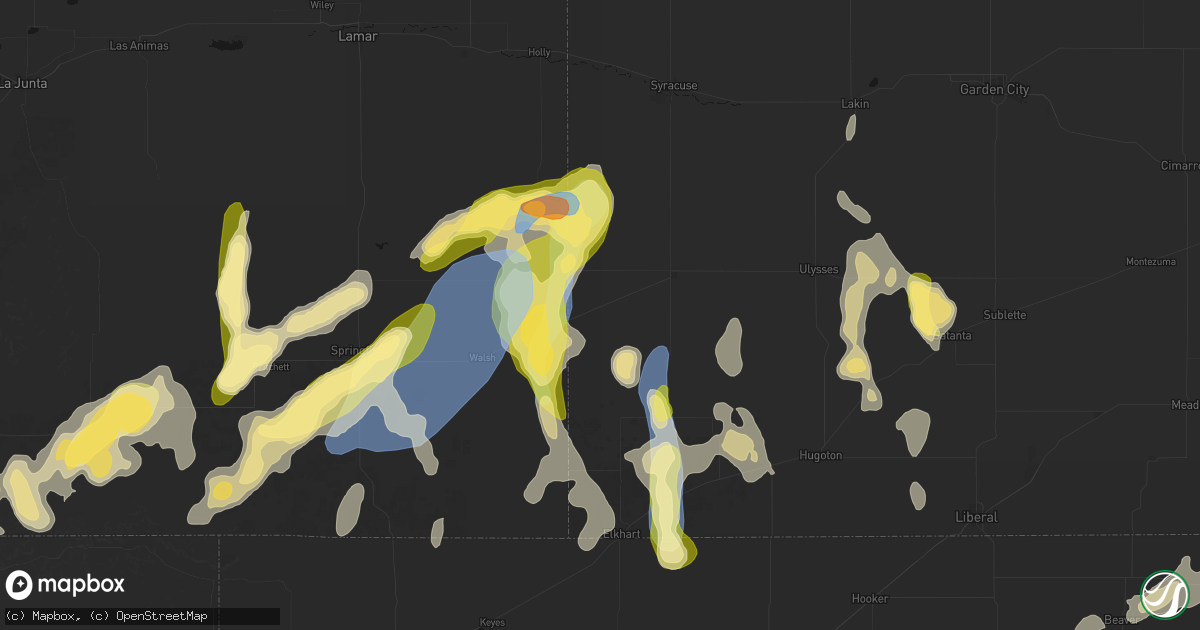 Hail map in Manter, KS on August 15, 2026