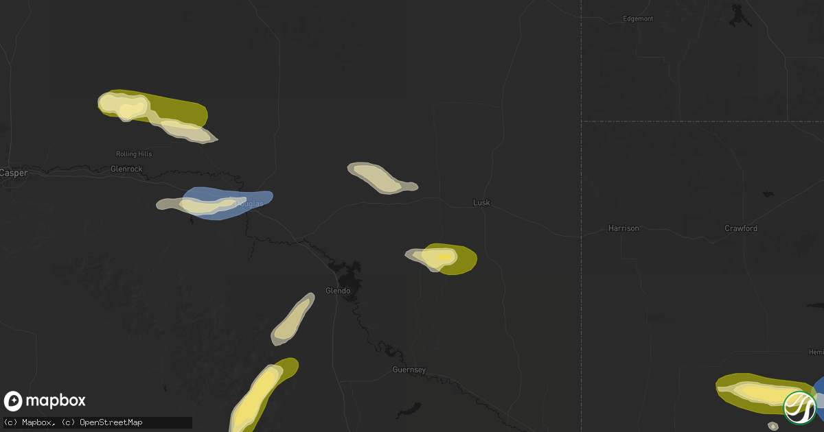 Hail map in Manville, WY on August 15, 2026