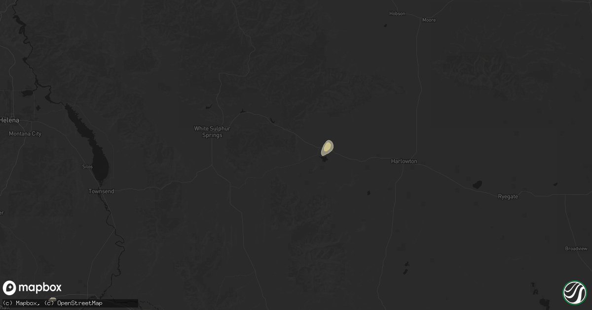Hail map in Martinsdale, MT on August 15, 2026