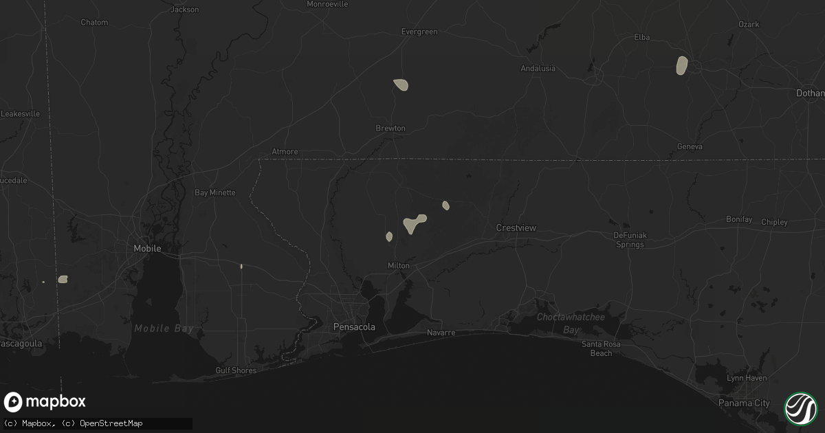 Hail map in Milton, FL on August 15, 2026