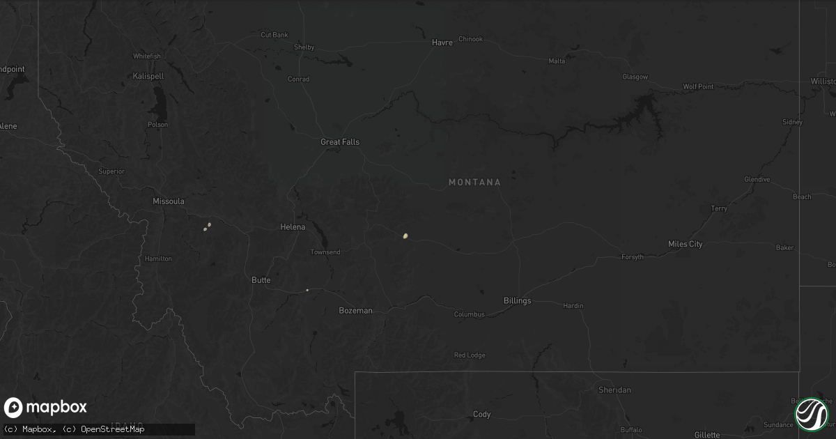 Hail map in Montana on August 15, 2026