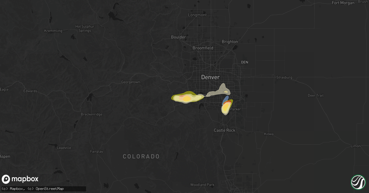 Hail map in Morrison, CO on August 15, 2026