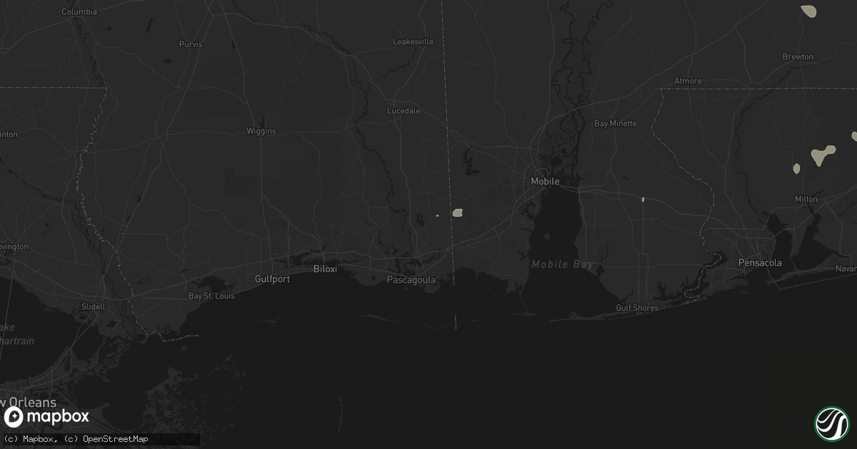 Hail map in Moss Point, MS on August 15, 2026