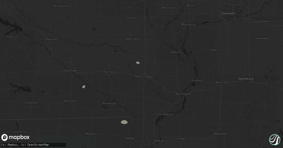 Hail map in Mount Pleasant, IA on August 15, 2026
