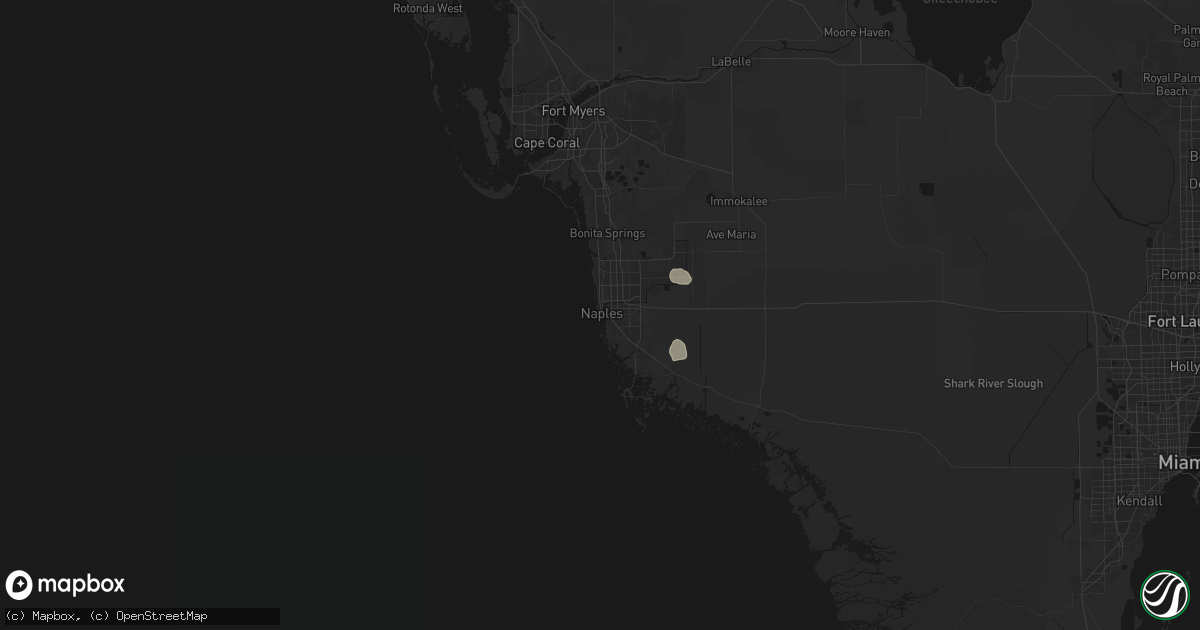 Hail map in Naples, FL on August 15, 2026