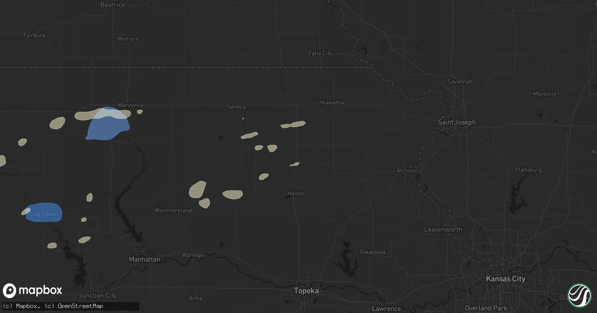Hail map in Netawaka, KS on August 15, 2026