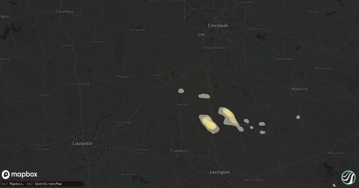 Hail map in New Liberty, KY on August 15, 2026