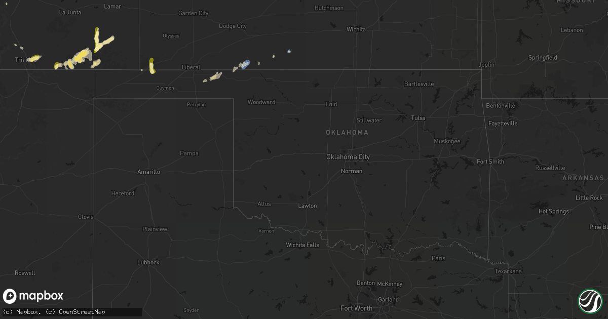 Hail map in Oklahoma on August 15, 2026