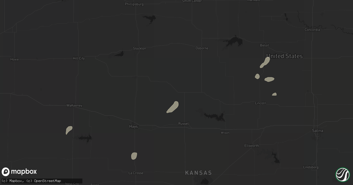 Hail map in Paradise, KS on August 15, 2026
