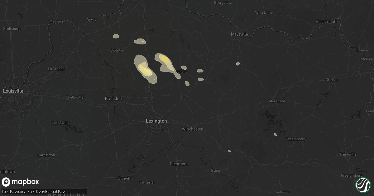 Hail map in Paris, KY on August 15, 2026