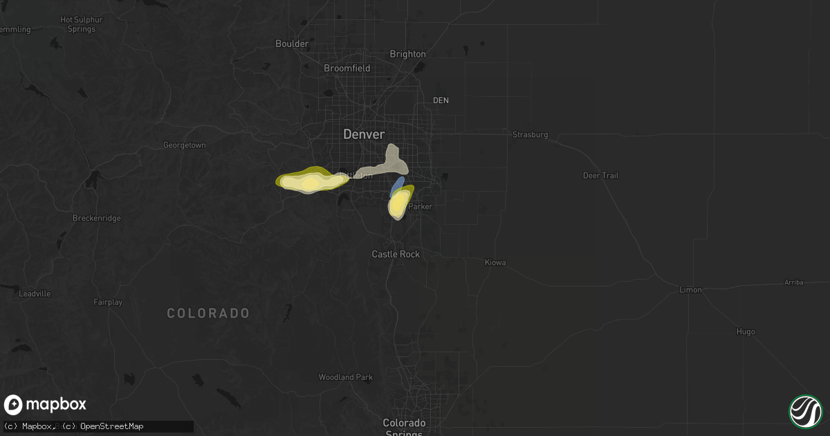 Hail map in Parker, CO on August 15, 2026