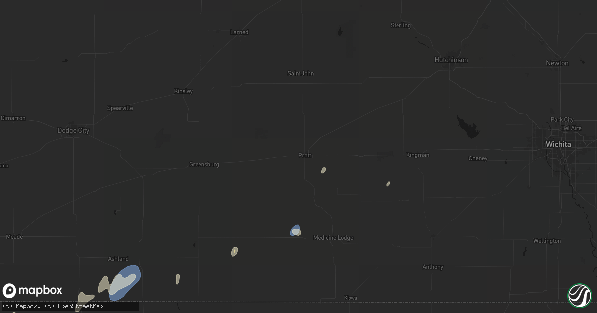 Hail map in Pratt, KS on August 15, 2026