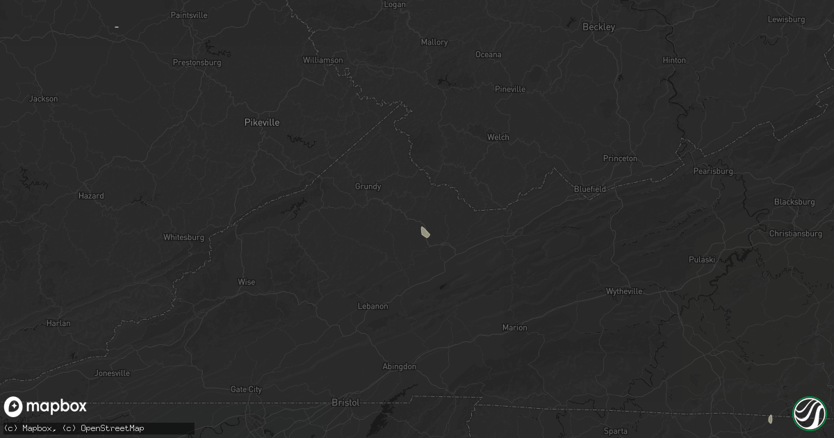 Hail map in Raven, VA on August 15, 2026