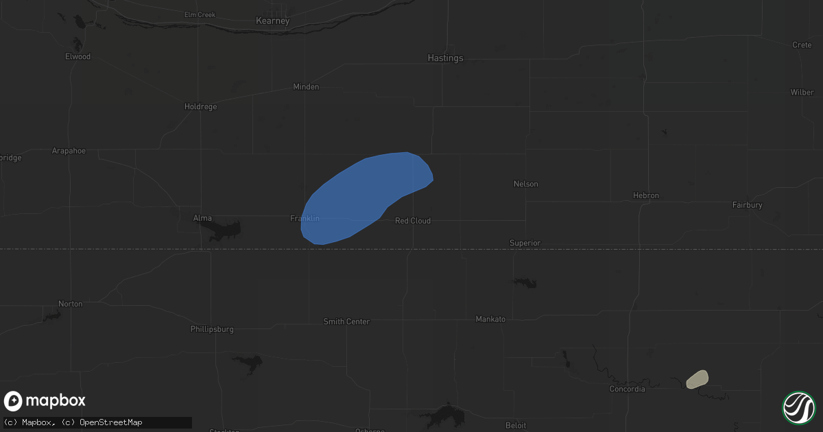 Hail map in Red Cloud, NE on August 15, 2026