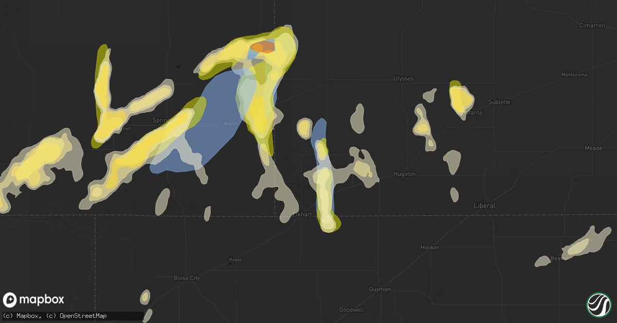 Hail map in Richfield, KS on August 15, 2026