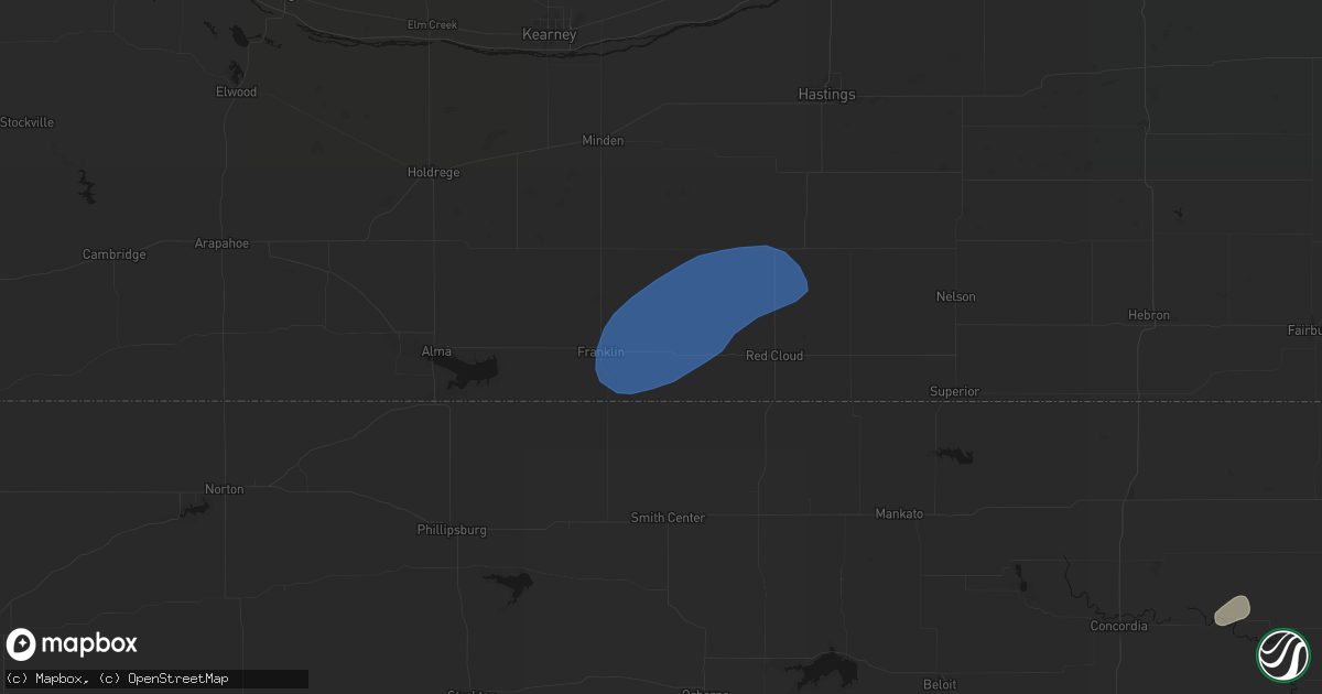 Hail map in Riverton, NE on August 15, 2026
