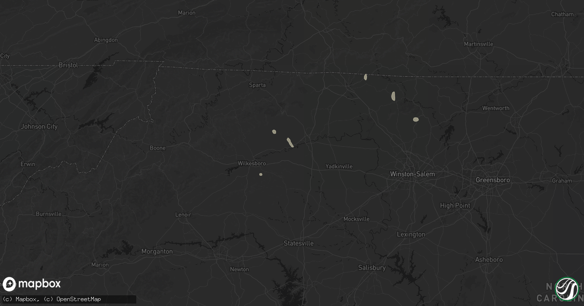 Hail map in Ronda, NC on August 15, 2026