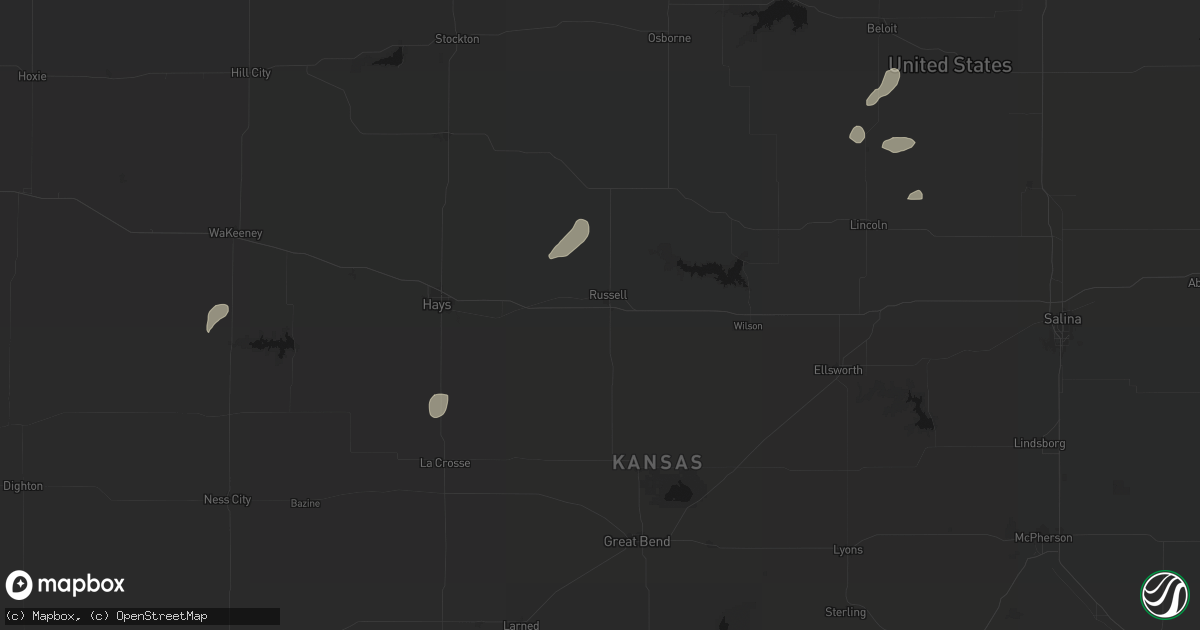 Hail map in Russell, KS on August 15, 2026