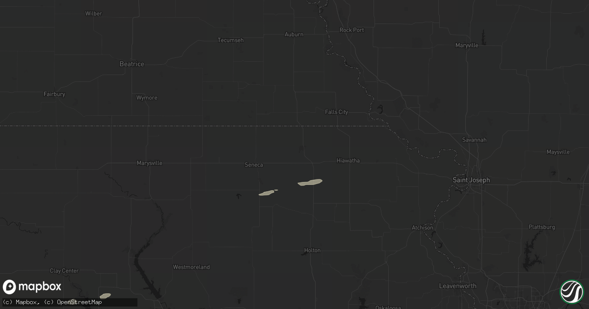 Hail map in Sabetha, KS on August 15, 2026