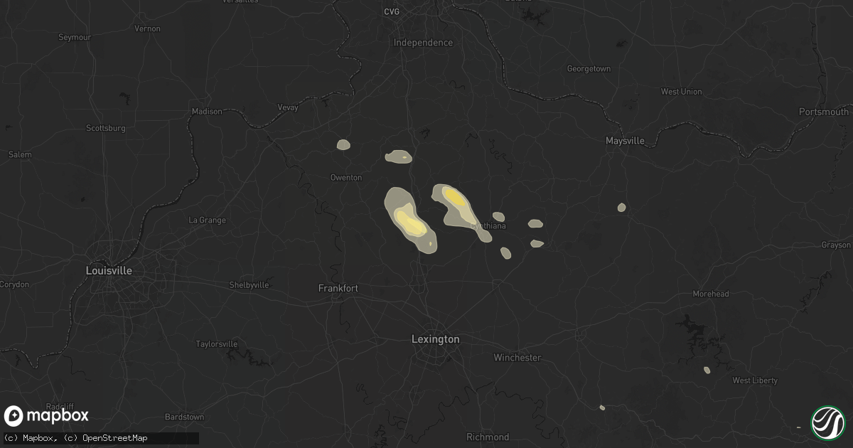 Hail map in Sadieville, KY on August 15, 2026