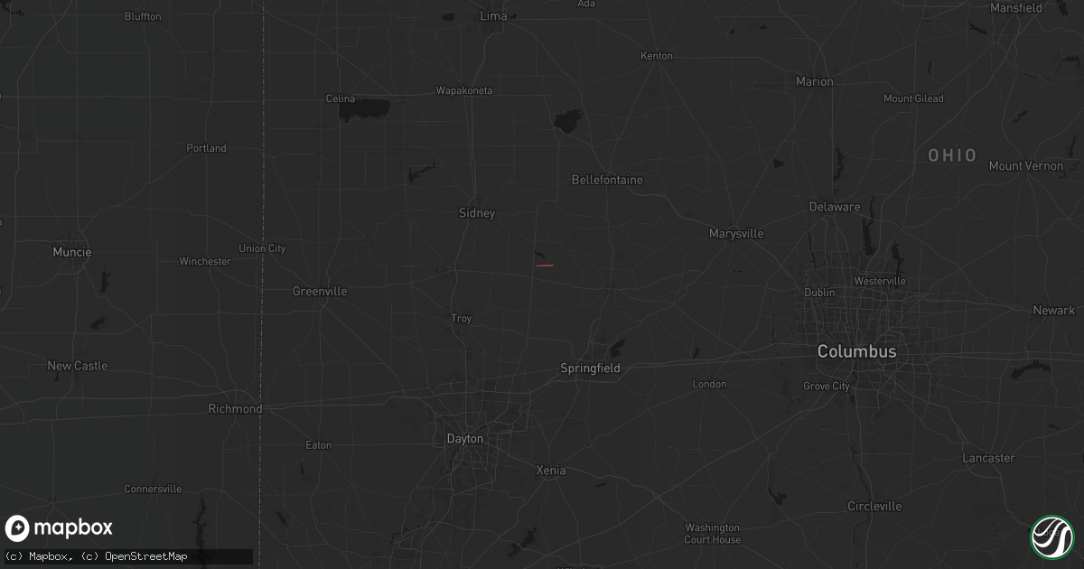 Hail map in Saint Paris, OH on August 15, 2026