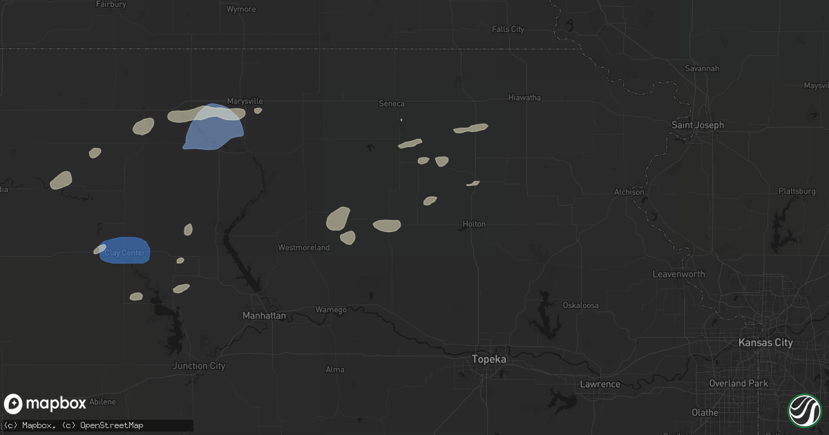 Hail map in Soldier, KS on August 15, 2026