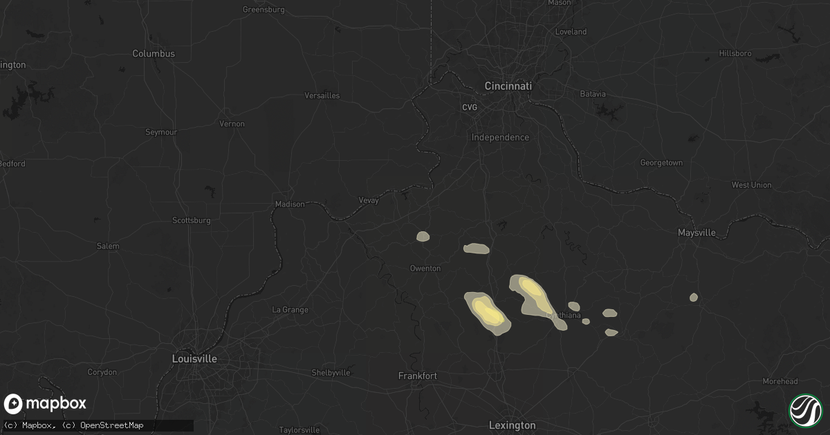 Hail map in Sparta, KY on August 15, 2026